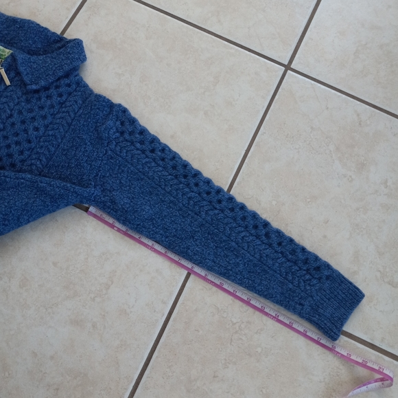 Shades Of Aran 100% Merino Wool Zip Up Cardigan Blue L - Picture 11 of 16